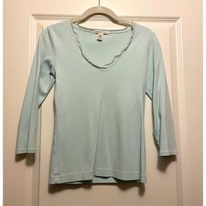 3/4 sleeve blue blouse